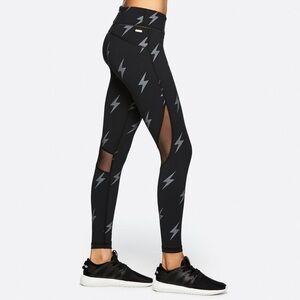 Alala | Women's Lightning Bolt Captain Running Ankle Leggings Size XS Black Gray